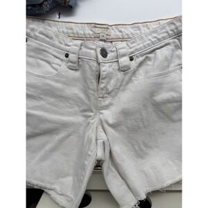 J Crew Mercantile Women's Mid Rise Denim Shorts Size 24 White Frayed Hem